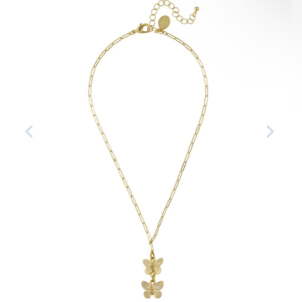 Susan Shaw Gold Butterfly Pendant Chain Necklace - Women Jewelry